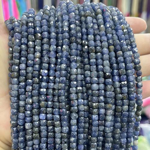 Single Gemstone Beads, Sapphire, DIY, blue, 4mm Approx 38 cm 