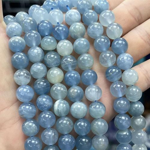 Single Gemstone Beads, Calcite, Round, DIY blue Approx 38 cm 