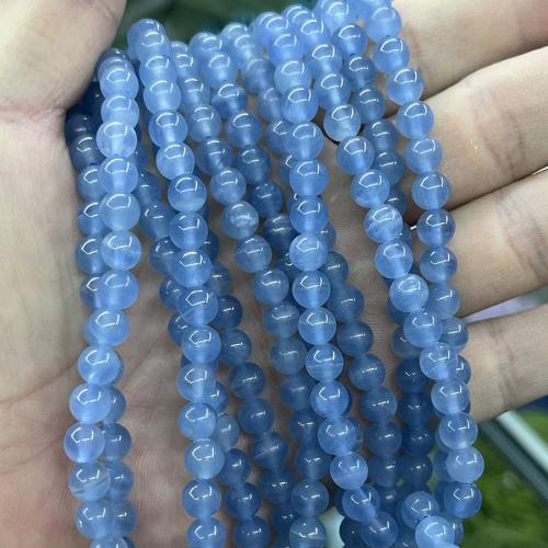 Single Gemstone Beads, Calcite, Round, DIY, blue, 6mm Approx 38 cm 