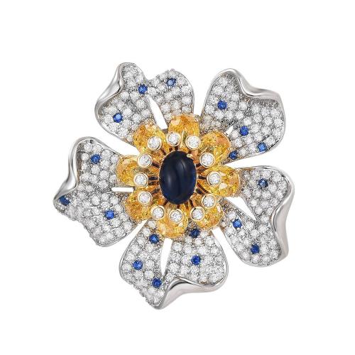 Broche de zircon cubique, laiton, Placage, pavé de micro zircon & pour femme, argent Vendu par PC