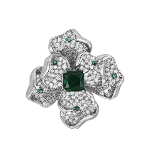 Broche de zircon cubique, laiton, Placage, pavé de micro zircon & pour femme, argent Vendu par PC