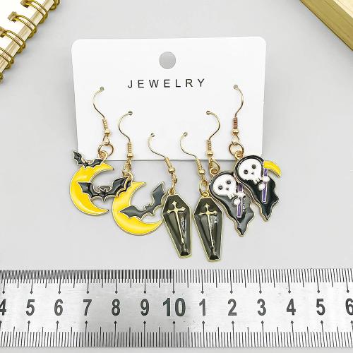 aleación de zinc Aretes, chapado, Diseño de Halloween & para mujer & esmalte, Vendido por Set