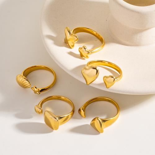 Stainless Steel Finger Ring, 304 Stainless Steel, gold color plated & for woman 