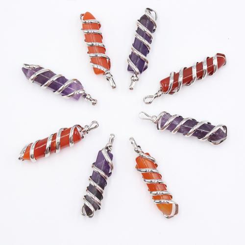 Gemstone Zinc Alloy Pendants, Natural Stone, with Zinc Alloy, DIY 