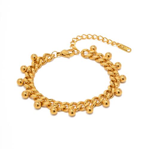 Stainless Steel Chain Bracelets, 304 Stainless Steel, with 6cm extender chain, 18K gold plated, fashion jewelry & for woman cm 