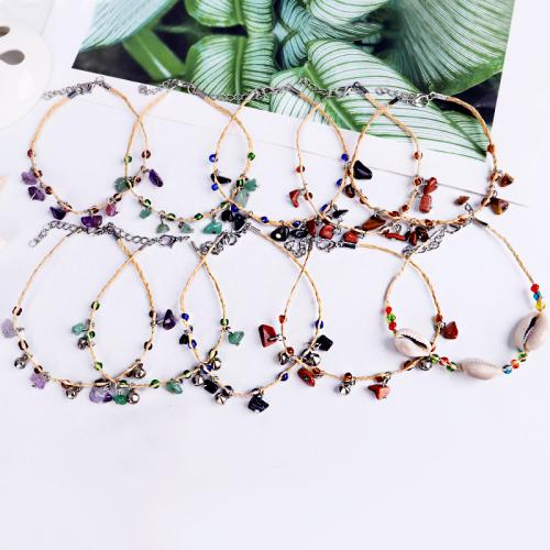 Fashion Jewelry Anklet, Zinc Alloy, with Rafidah Grass & Natural Stone, handmade & for woman 