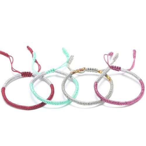 Laine cordon Bracelet, Fil de coton, avec 4cm chaînes de rallonge, fait à la main, bijoux de mode & unisexe, plus de couleurs à choisir Environ 16 cm, Vendu par PC