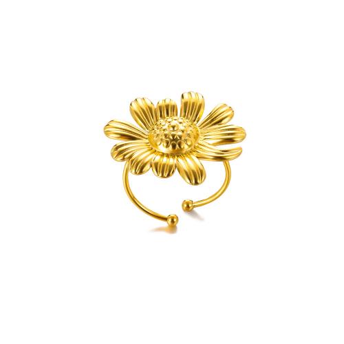 Stainless Steel Finger Ring, 304 Stainless Steel, Flower, plated, fashion jewelry & Unisex, golden 