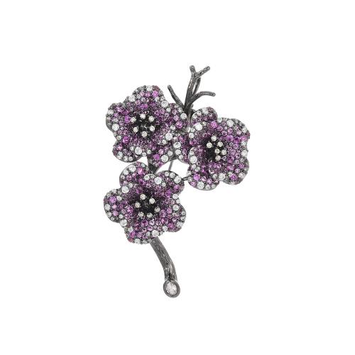 Broche de zircon cubique, laiton, Placage, pavé de micro zircon & pour femme, argent Vendu par PC