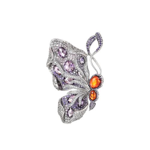 Broche de zircon cubique, laiton, Placage, pavé de micro zircon & pour femme, argent Vendu par PC