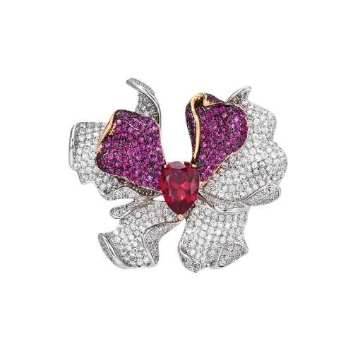 Broche de zircon cubique, laiton, Placage, pavé de micro zircon & pour femme, argent Vendu par PC