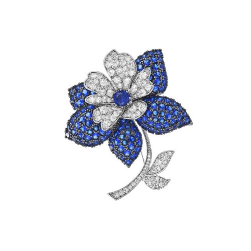 Broche de zircon cubique, laiton, Placage, pavé de micro zircon & pour femme, argent Vendu par PC