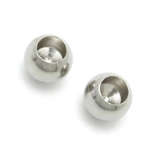 304 Stainless Steel Half Hole Bead, Round, plated, DIY [