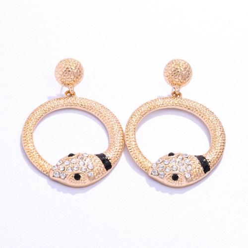 Zinc Alloy Rhinestone Drop Earring, Snake, gold color plated, fashion jewelry & for woman & with rhinestone 