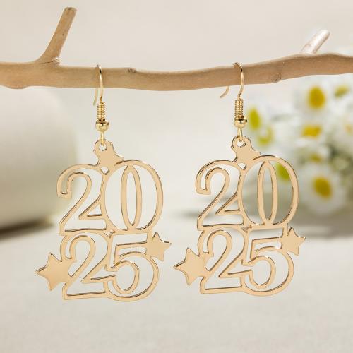 Zinc Alloy Drop Earring, Number, plated, fashion jewelry & for woman & hollow 57mm 