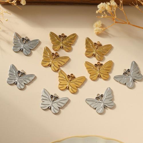 Stainless Steel Animal Pendants, 304 Stainless Steel, Butterfly, Vacuum Ion Plating, DIY 