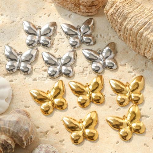 Stainless Steel Animal Pendants, 304 Stainless Steel, Butterfly, Vacuum Ion Plating, DIY 