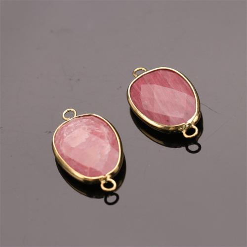 Rhodochrosite Connector, gold color plated, DIY & 1/1 loop, red [