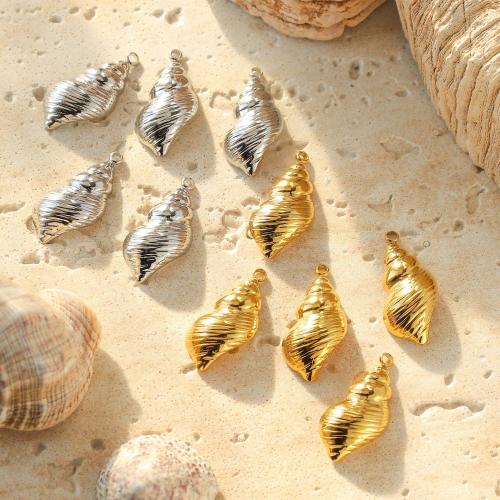 Stainless Steel Animal Pendants, 304 Stainless Steel, Conch, plated, DIY 