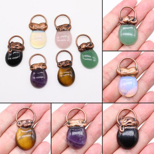 Gemstone Zinc Alloy Pendants, Natural Stone, with Iron, DIY 