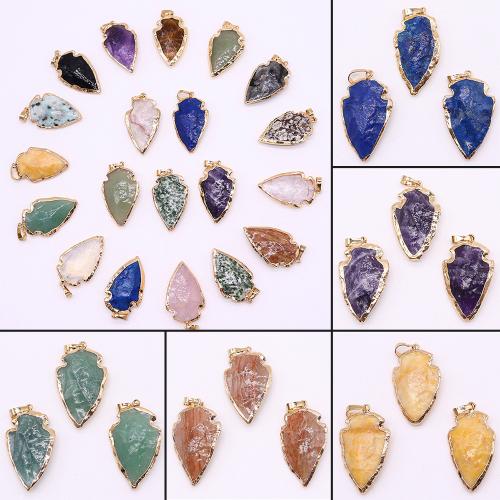 Gemstone Zinc Alloy Pendants, Natural Stone, gold color plated, DIY about：20-38mm 