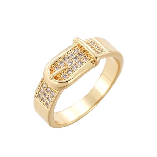 Anillo de dedo de cobre amarillo zirconia pavimenta Cubic, metal, chapado en color dorado, diverso tamaño para la opción & micro arcilla de zirconia cúbica & para mujer, Blanco, Vendido por UD