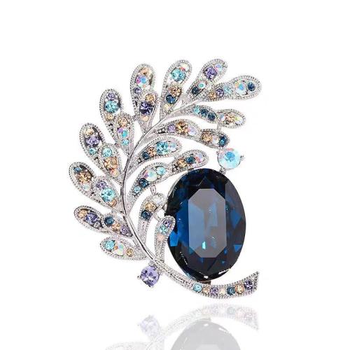 Crystal Brooch, Zinc Alloy, with Crystal, Branch, plated, fashion jewelry & for woman & hollow 