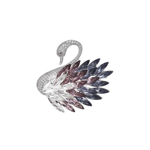 laiton broche, avec Cristal autrichien, Placage, pavé de micro zircon & pour femme, argent Vendu par PC