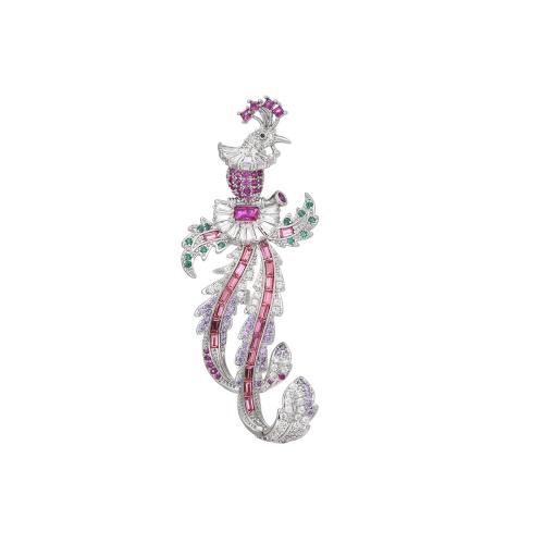 laiton broche, Placage, pavé de micro zircon & pour femme, argent Vendu par PC