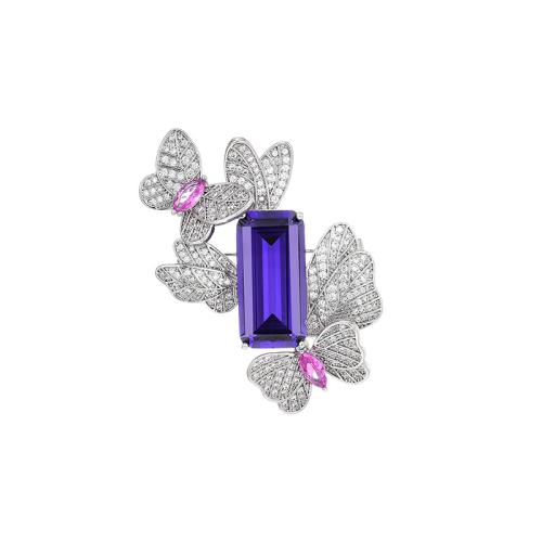 laiton broche, avec Cristal autrichien, pavé de micro zircon & pour femme, argent Vendu par PC