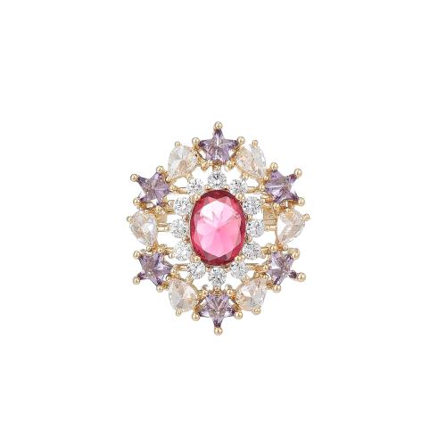 laiton broche, Placage, pavé de micro zircon & pour femme, doré Vendu par PC