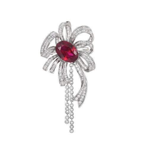 laiton broche, pavé de micro zircon & pour femme, argent Vendu par PC