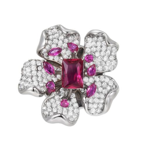 laiton broche, pavé de micro zircon & pour femme, argent Vendu par PC