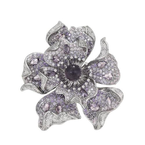 laiton broche, pavé de micro zircon & pour femme, argent Vendu par PC