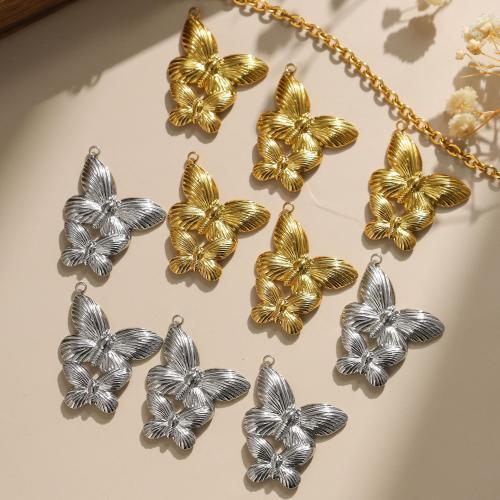 Stainless Steel Animal Pendants, 304 Stainless Steel, Butterfly, Vacuum Ion Plating, DIY 