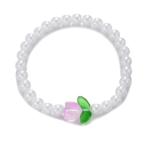 Plastic Jewelry Bracelet, Plastic Pearl, with Lampwork, handmade, fashion jewelry & for woman Approx 16 cm 