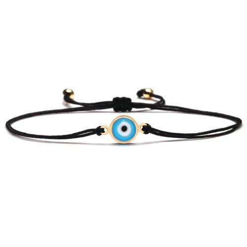 Mal pulsera ojo, metal, con Cordón de cera & resina, Ajustable & unisexo, más colores para la opción, longitud:aproximado 16 cm, Vendido por UD