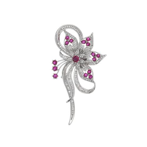 Broche de zircon cubique, laiton, Placage, pavé de micro zircon & pour femme, argent Vendu par PC