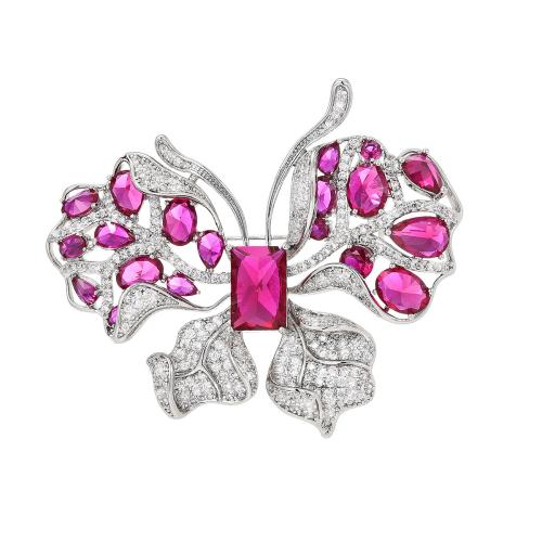 Broche de zircon cubique, laiton, Placage, pavé de micro zircon & pour femme, argent Vendu par PC