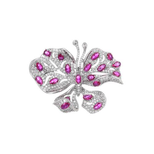 Broche de zircon cubique, laiton, Placage, pavé de micro zircon & pour femme, argent Vendu par PC