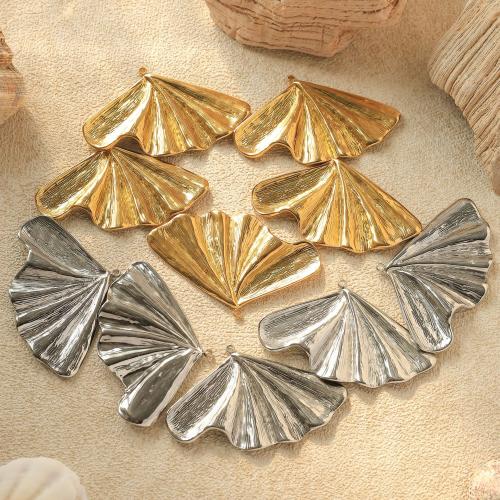 Edelstahl -Blatt-Anhänger, 304 Edelstahl, Ginkgo-Blatt, Vakuum-Ionen-Beschichtung, DIY, keine, 55x35mm, 10PCs/Tasche, verkauft von Tasche