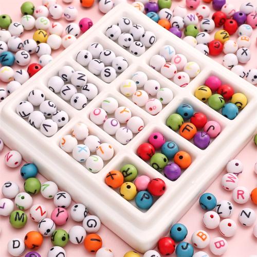 Acryl Alphabet Perlen, rund, DIY, keine, 8mm, 100PCs/Tasche, verkauft von Tasche