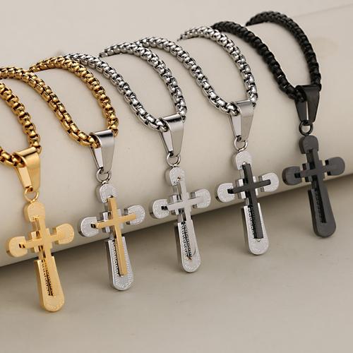 Stainless Steel Cross Pendants, 304 Stainless Steel, plated, Double Layer & DIY [