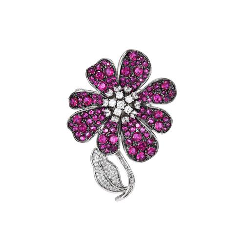 Broche de zircon cubique, laiton, Placage, pavé de micro zircon & pour femme, argent Vendu par PC