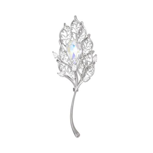 Broche de zircon cubique, laiton, Placage, pavé de micro zircon & pour femme, argent Vendu par PC