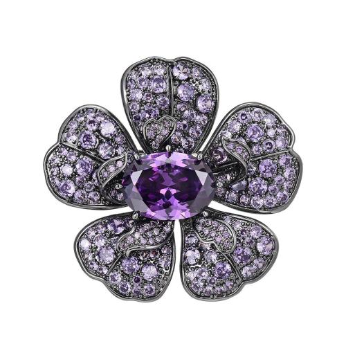 Broche de zircon cubique, laiton, pavé de micro zircon & pour femme, argent Vendu par PC