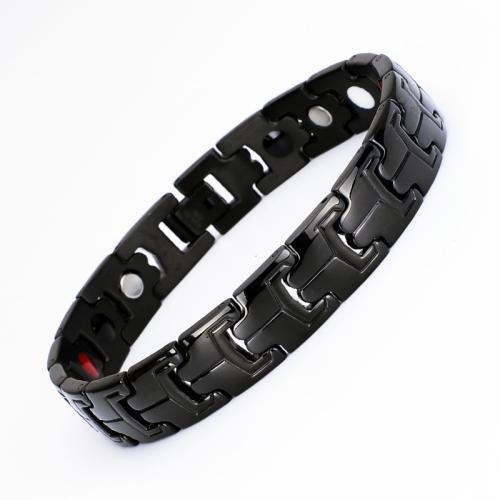 Titanstahl Armband, mit Schwarz+Magnet+Stein, plattiert, Modeschmuck & unisex, keine, Länge:ca. 8 ZollInch, verkauft von PC[