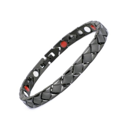 Titanium Steel Bracelet, with Black Magnetic Stone, plated, fashion jewelry & Unisex Approx 8.1 Inch 