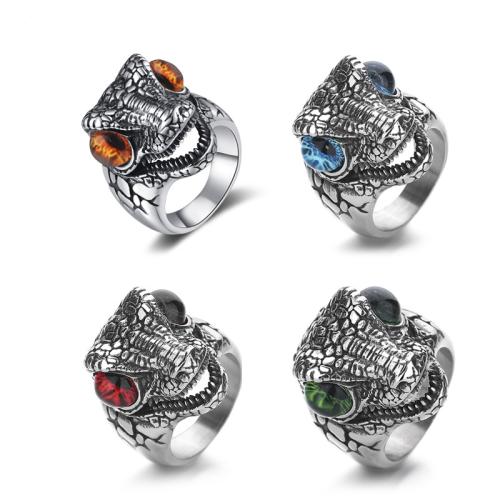 Acier inoxydable 304 bague, avec Acrylique, Dinosaure, normes différentes pour le choix & pour homme & noircir, plus de couleurs à choisir Vendu par PC