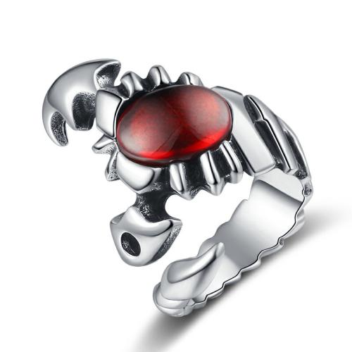 304 Stainless Steel Finger Ring, with Acrylic, Scorpion & for man & blacken, original color, US Ring 